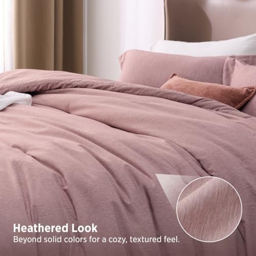 Bedsure Dusty Pink King Comforter Set, Cationic Dyed Fall Bed Set