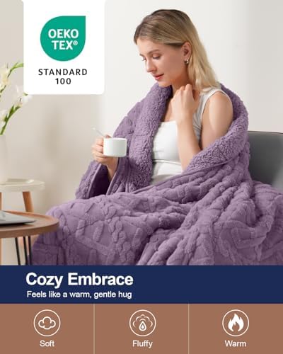Ultra Soft Sherpa Weighted Blanket for Adults, 48"x72" 15lbs Heavy
