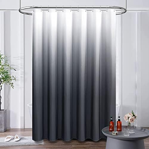 BTTN Grey Ombre Linen Textured Fabric Shower Curtain Set, 72x72, Gray