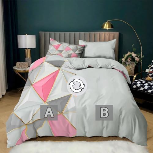 Abstract Style Geometric Triangles Gray Duvet Cover, Soft Microfiber
