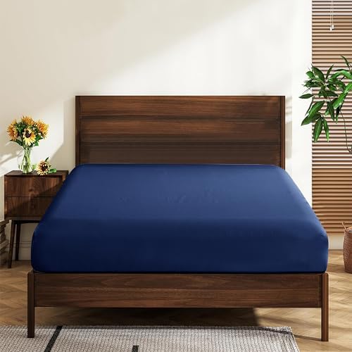Twin XL Fitted Sheet Only - 100% Cotton 600 Thread Count - Navy Blue