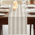 Minimalist Taupe Stripes Table Runner Farmhouse Linen Texture Dresser