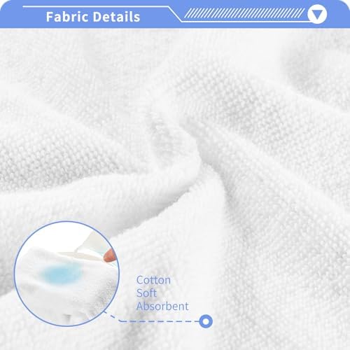 ATTX 6 Pack Cotton Washcloths – Soft White Palms Face Towels, Gym &