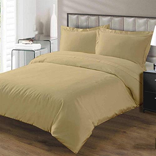 LinenEra 3 Pcs Duvet Cover Set Queen/Full Size 100% Cotton Taupe