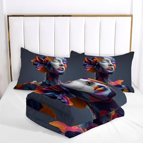Duvet Cover Set King, 3D Abstract Leaf Beauty Brushed Microfiber