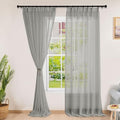 Fcosie Extra Wide Natural Linen Semi Sheer Window Curtain Panels Pinch
