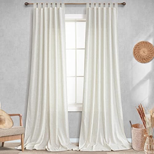 KOUFALL 108 Inch Curtains Long 2 Panels Set,Sheer Linen Light