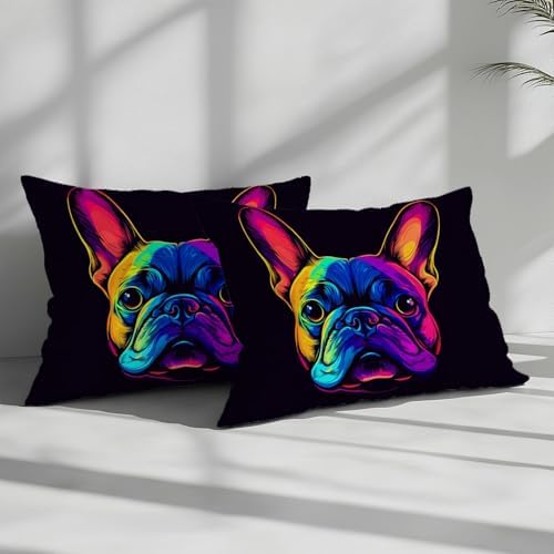 King Duvet Cover Set French Bulldog Line Soft Microfiber Reversible