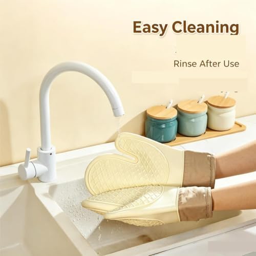 Kitchen 2‐Piece Silicone Oven Mitts for Baking, Cooking and BBQ Use