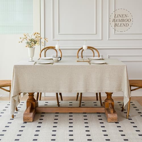 Linen World Linen Blend Tablecloth 60x120 Inch,Linen-Textured
