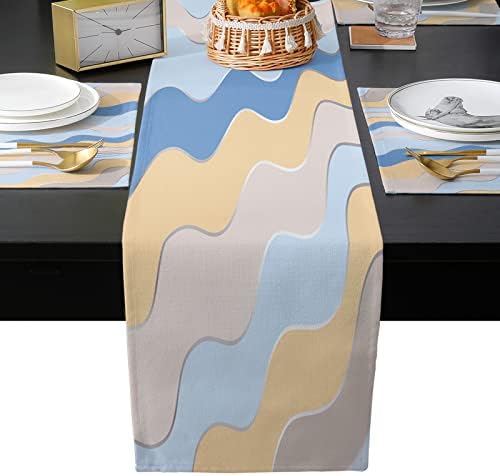 Geometric Ripple Table Mats Set of 4 With Table Runner 90 Inches