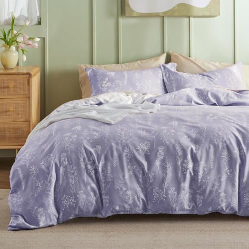 Branches Leaves Duvet Cover King Size Microfiber Gray 104"x90"