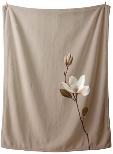 Taupe Blanket King - Magnolia Flower Meditation Fleece Blanket King