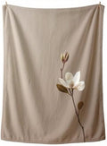 Taupe Blanket King - Magnolia Flower Meditation Fleece Blanket King