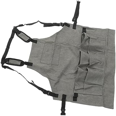 Durable Woodworking Apron Gray Canvas with Large Capacity for Men and