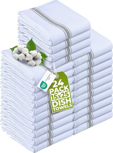 Utopia Towels Grey Dish Towels [24 Pack - 15 x 25 Inches] 100% Ring