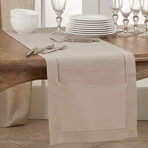SARO LIFESTYLE Classic Hemstitch Table Runner - Elegant Everyday Table