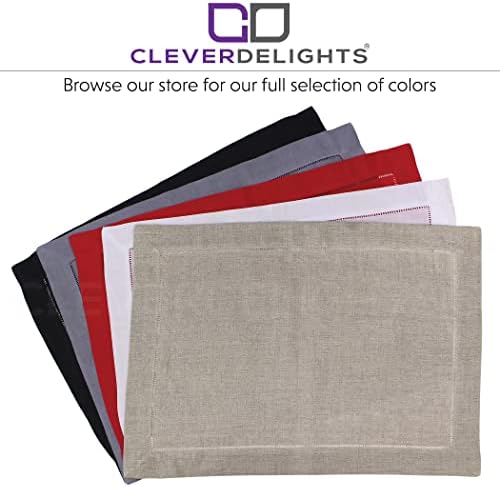 CleverDelights Gray 14" x 20" Hemstitched Placemats - 12 Pack