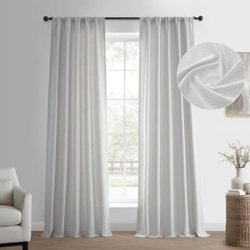 HPD Half Price Drapes Basic Faux Linen Curtains - 84 Inch Long Pair