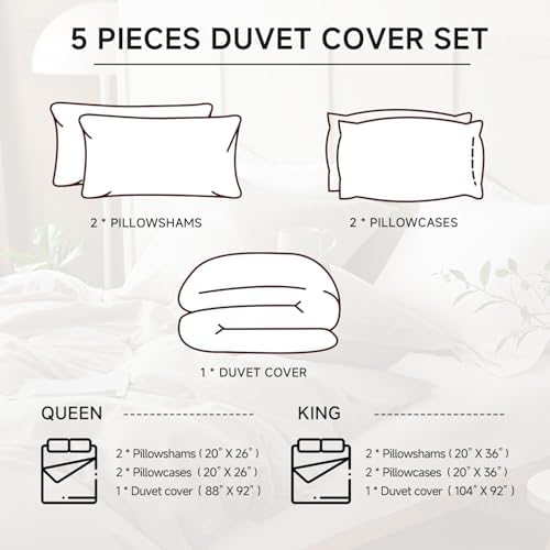 Simple&Opulence French Linen Duvet Cover Set 88" x 92"- 5 Pieces