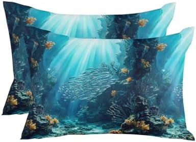 12x20 Throw Pillows Set of 2, Natural Ocean Fish Waterproof Outdoor