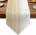 Beige White Stripes Table Runner Linen Burlap Table Runner 72 Inches