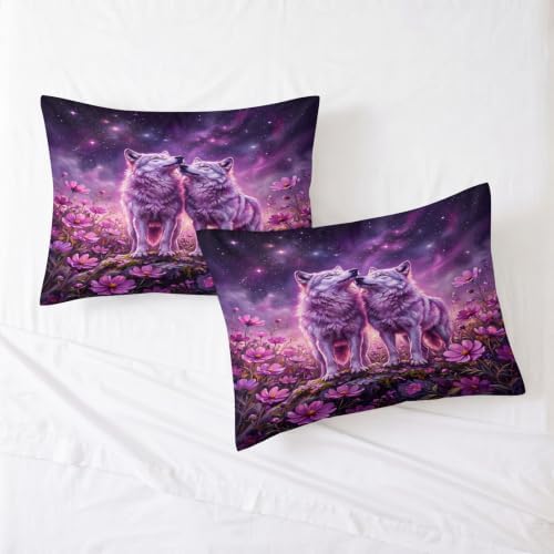 King Duvet Cover Set Soft Microfiber Dream Wolf