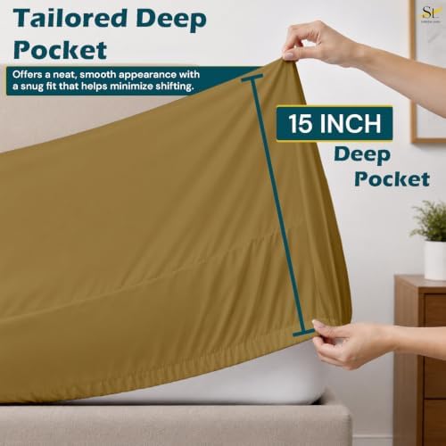 California King Fitted Sheet 15 Inch Deep Pocket, Soft Microfiber