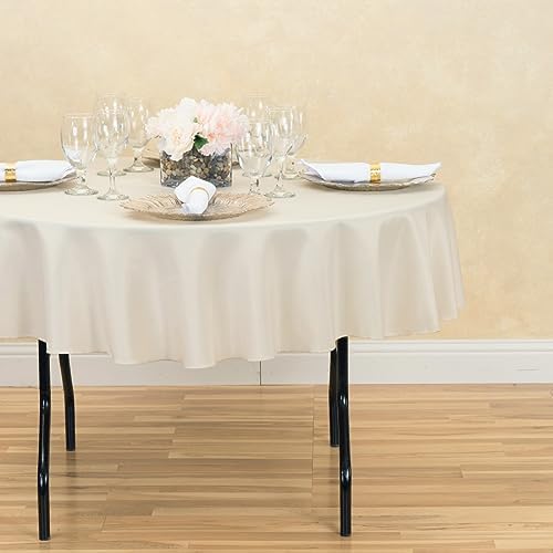 LTC LINENS Tablecloth 70-Inch Round Polyester Tablecloth Beige