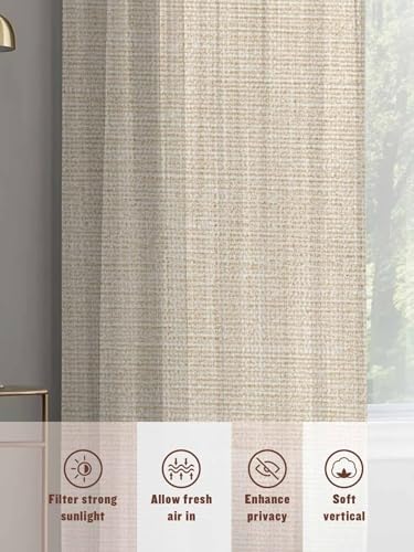 Vintage Cream Sheer Curtains 108 Inches Length 2 Panels Set Bedroom