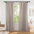 Full Blackout Linen Curtains for Bedroom Living Room 3 in 1 Hanging