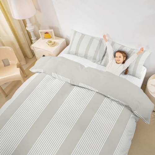 Erosebridal Gray Geometric Striped Comforter Cover King Simple Stripe