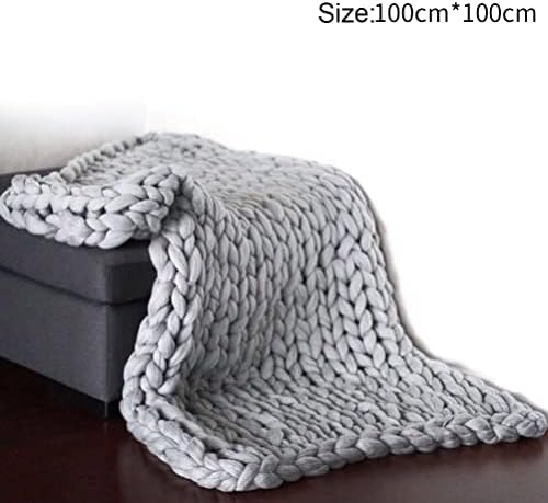 SUNGOOYUE Chunky Knit Blanket Handmade Wool Yarn Throw 50 X 50cm Soft