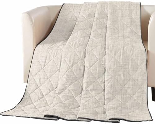 T&H XHome Soft Beige Linen Weave Quilt California King Luxury Quilted