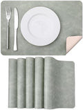 Set of 6 Leather Placemats-12 X 17" Wipeable Placemats Waterproof Heat