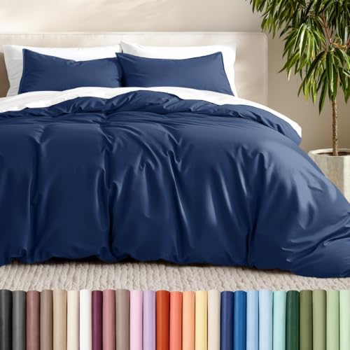 Bare Home Duvet Cover Set 1800 Ultra-Soft (Oversized Queen, Dark Blue)