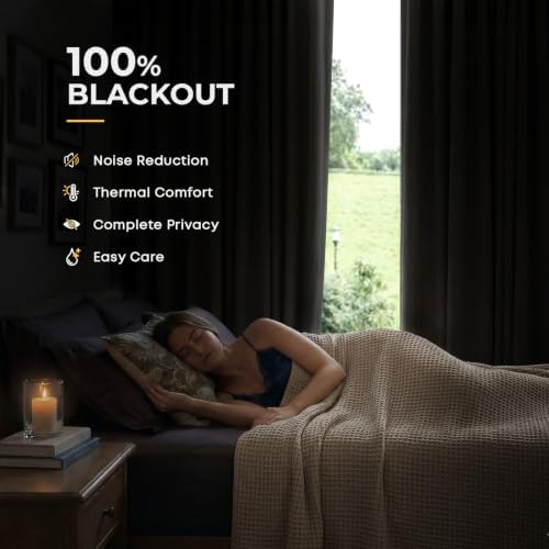 INOVADAY 100% Blackout Curtains for Bedroom Black Out Curtain 120 Inch
