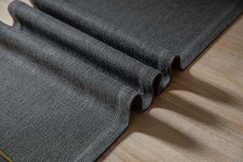 ZeeMart Burlap Style Farmhouse Table Runner, 14x72 Inches Graphite