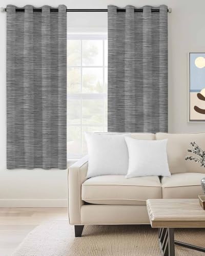 Gray Solid Color Blackout Curtains 63 Inches Long for Bedroom