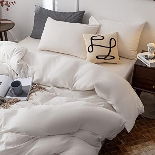Janlive Washed Cotton Duvet Cover King Ultra Soft 100% Cotton Solid