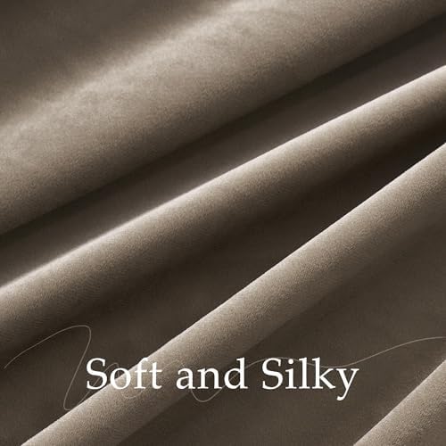 NICETOWN Taupe Velvet Curtains 120 Inch Length for Sliding Door 2