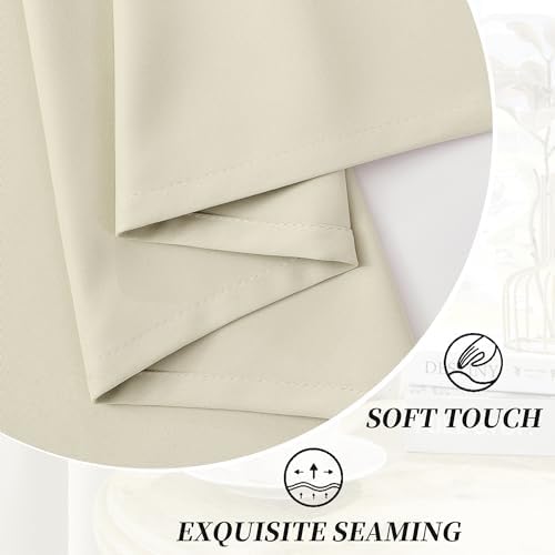 HUTO Beige Blackout Bedroom Curtains Panels 84 Inch - Energy Saving