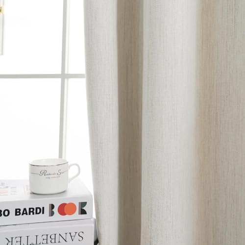 Chenille Blackout Curtains Cream White 84 Inch Grommet 2 Panels