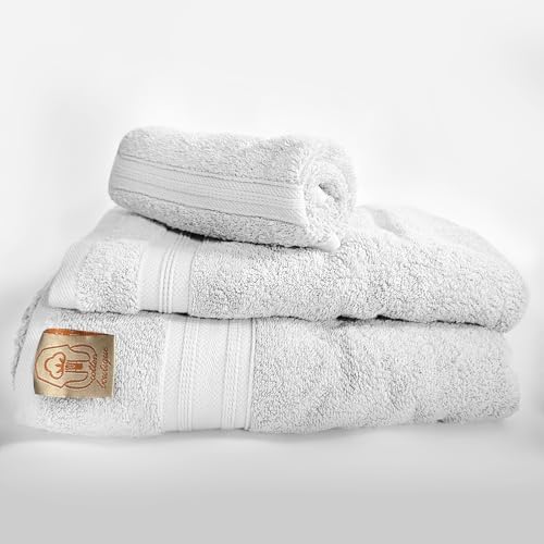 100% Egyptian Cotton Towel Set, 600 GSM, Double Twisted Yarns, Ultra
