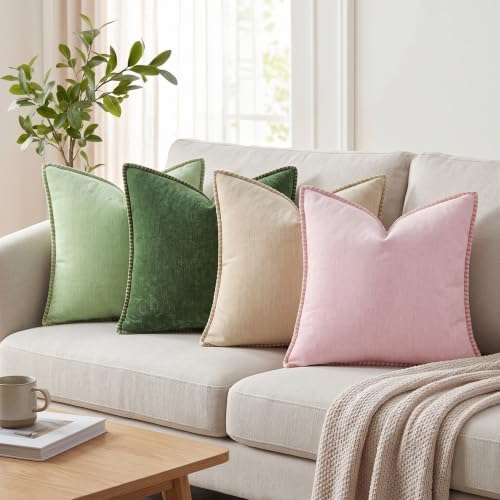 decorUhome Soft Chenille Throw Pillow Covers 20x20 Set of 2 Forest