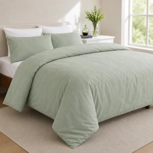 Mattress-Homes Sage Mist 3 PC Duvet Cover Set, Queen, Zipper Closure