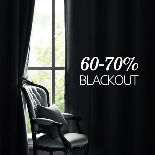 JIUZHEN Grey Velvet Blackout Curtains 120 Inch for Living Room/Bedroom