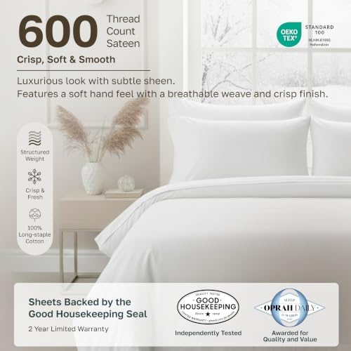 California Design Den 600 Thread Count Twin Sheets, 3 Pc Set, Cool