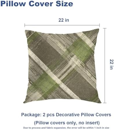 Batmerry Distressed Plaid Throw Pillow Covers, Green Brown Decorative
