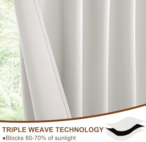 DWCN Ivory Curtains108 inches Long for Living Room - Elegant Thermal